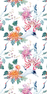 Fabric roller blind for window Heron and flower