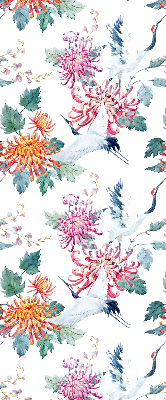 Fabric roller blind for window Heron and flower