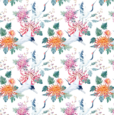 Fabric roller blind for window Heron and flower