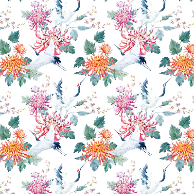 Fabric roller blind for window Heron and flower