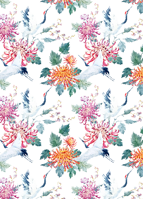 Fabric roller blind for window Heron and flower