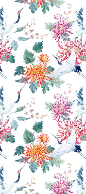 Fabric roller blind for window Heron and flower