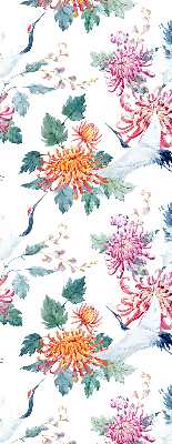 Fabric roller blind for window Heron and flower