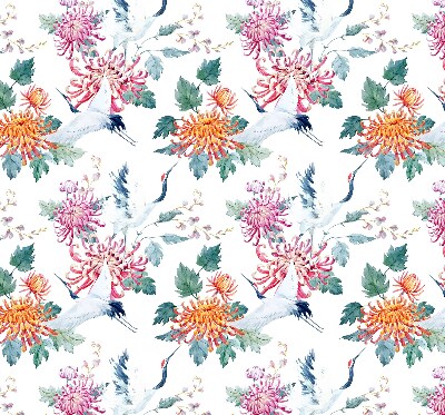 Fabric roller blind for window Heron and flower