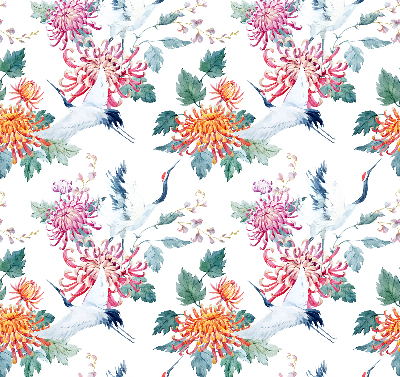 Fabric roller blind for window Heron and flower