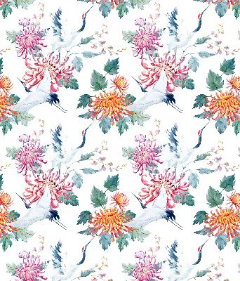 Fabric roller blind for window Heron and flower