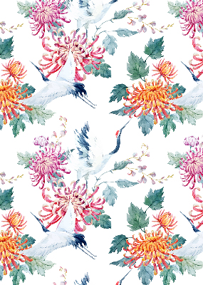 Fabric roller blind for window Heron and flower