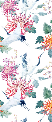 Fabric roller blind for window Heron and flower