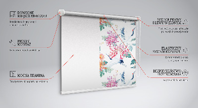 Fabric roller blind for window Heron and flower