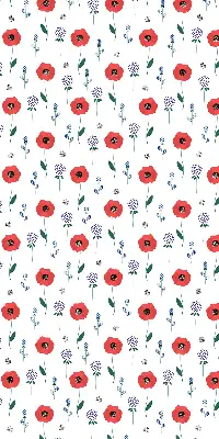 Blackout roller blind poppy flowers pattern