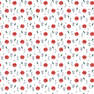Blackout roller blind poppy flowers pattern