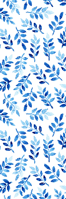 Blackout roller blind for window Blue leaves