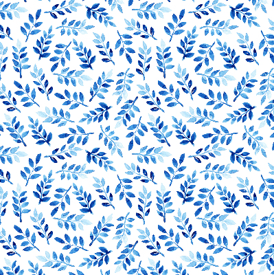 Blackout roller blind for window Blue leaves