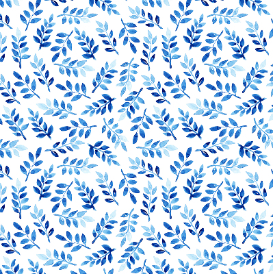 Blackout roller blind for window Blue leaves