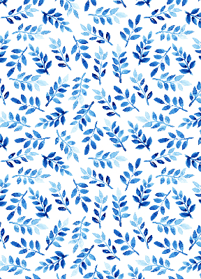 Blackout roller blind for window Blue leaves