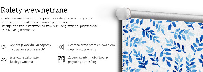 Blackout roller blind for window Blue leaves