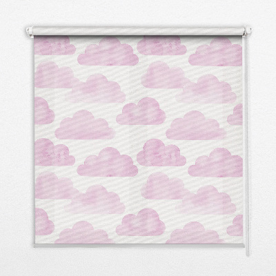 Fabric roller blind for window in pink clouds print