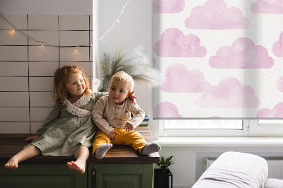 Fabric roller blind for window Pink clouds