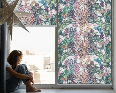 Blackout roller blind for window Butterflies on flowers
