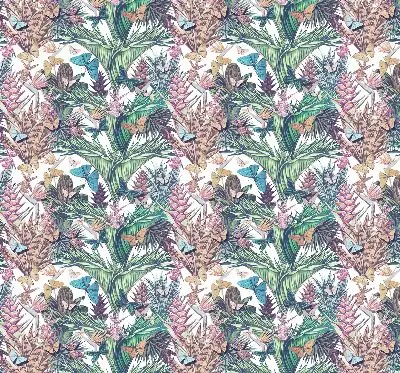 Blackout roller blind with a butterflies on flowers pattern