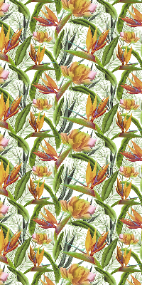 Blackout roller blind with exotic plants print
