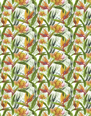 Blackout roller blind with exotic plants print