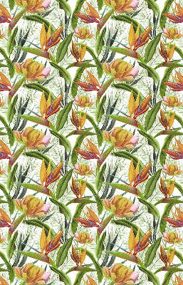 Blackout roller blind with exotic plants print
