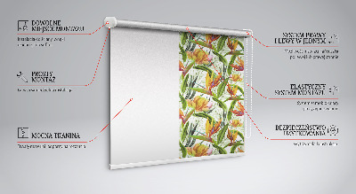 Blackout roller blind with exotic plants print