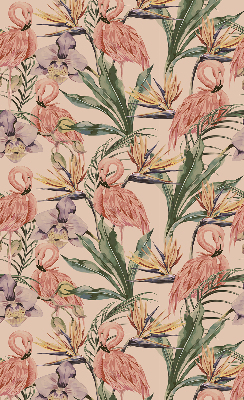 Blackout roller blind for window Flamingos and flowers