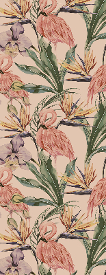 Blackout roller blind for window Flamingos and flowers
