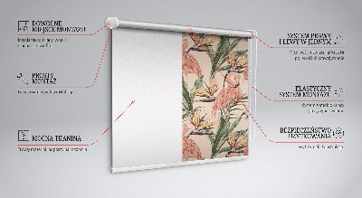 Blackout roller blind for window Flamingos and flowers