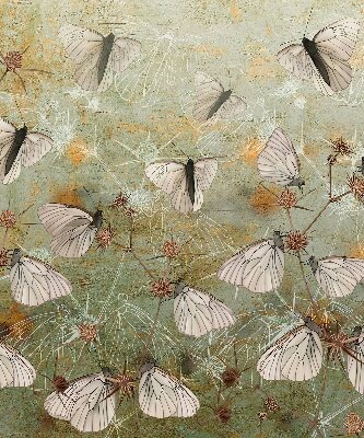 Fabric roller blind for window Butterflies in the meadow