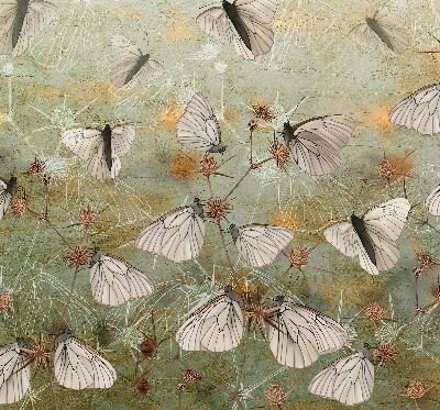 Fabric roller blind for window Butterflies in the meadow
