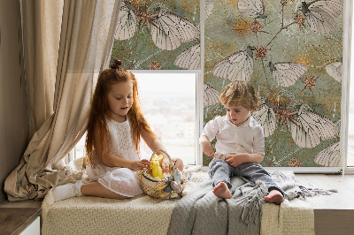 Fabric roller blind for window Butterflies in the meadow