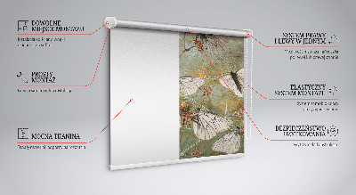 Fabric roller blind for window Butterflies in the meadow