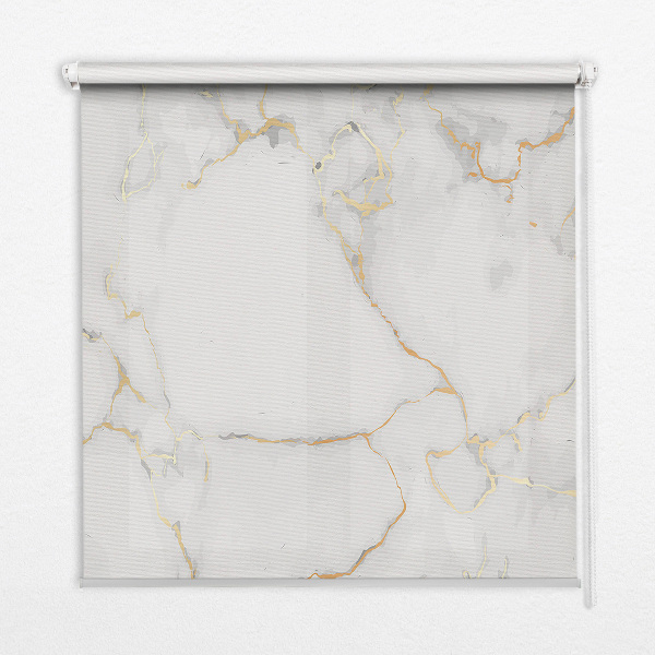 Blackout roller blind for window White marble