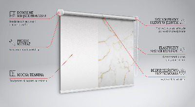 Blackout roller blind for window White marble