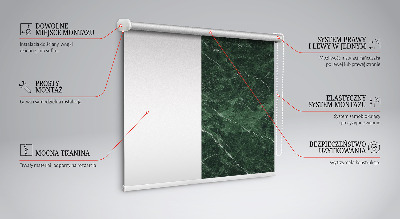 Fabric roller blind for window Green marble