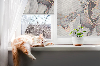 Blackout roller blind for window Gray marble