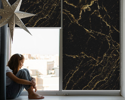 Fabric roller blind for window Black marble