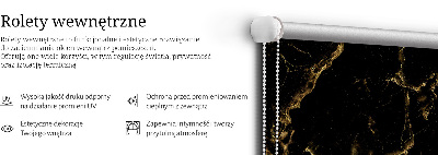 Fabric roller blind for window Black marble