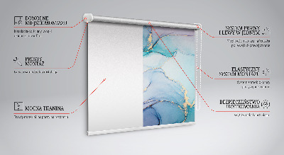 Blackout roller blind for window in blue marble