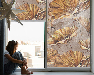 Fabric roller blind with plants pattern for windows