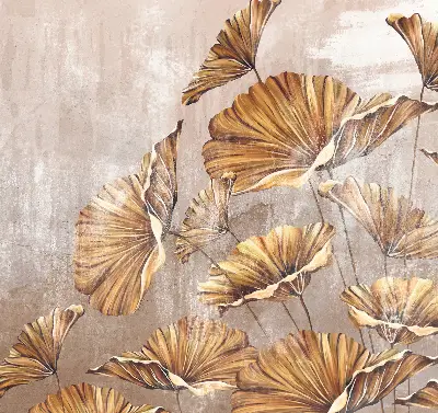 Fabric roller blind with plants pattern for windows