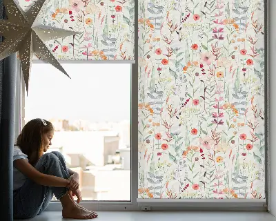 Blackout roller blind colorful flowers pattern