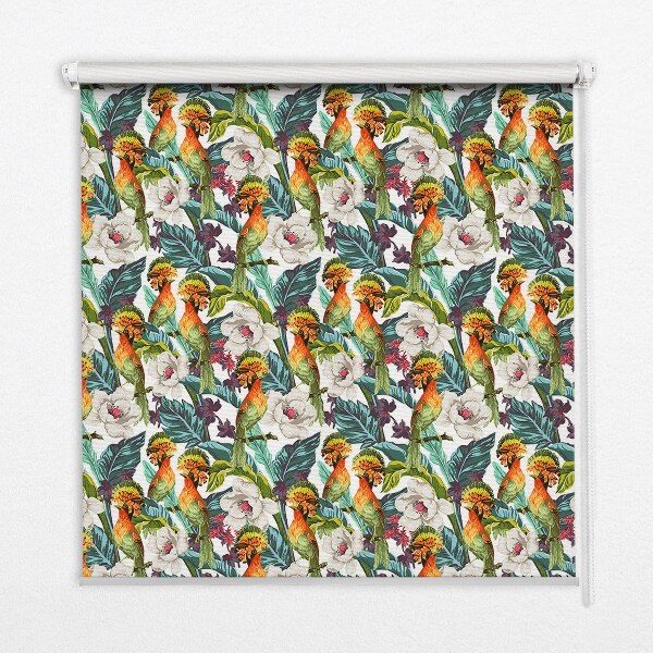 Blackout roller blind for window Birds and flowers