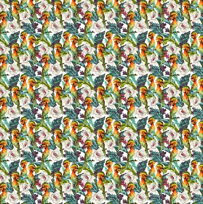 Blackout roller blind birds and flowers pattern