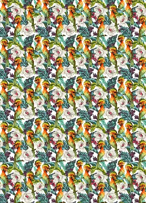 Blackout roller blind birds and flowers pattern