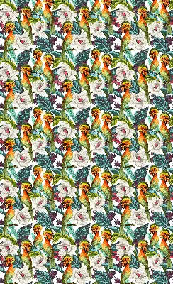 Blackout roller blind birds and flowers pattern