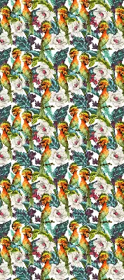 Blackout roller blind birds and flowers pattern
